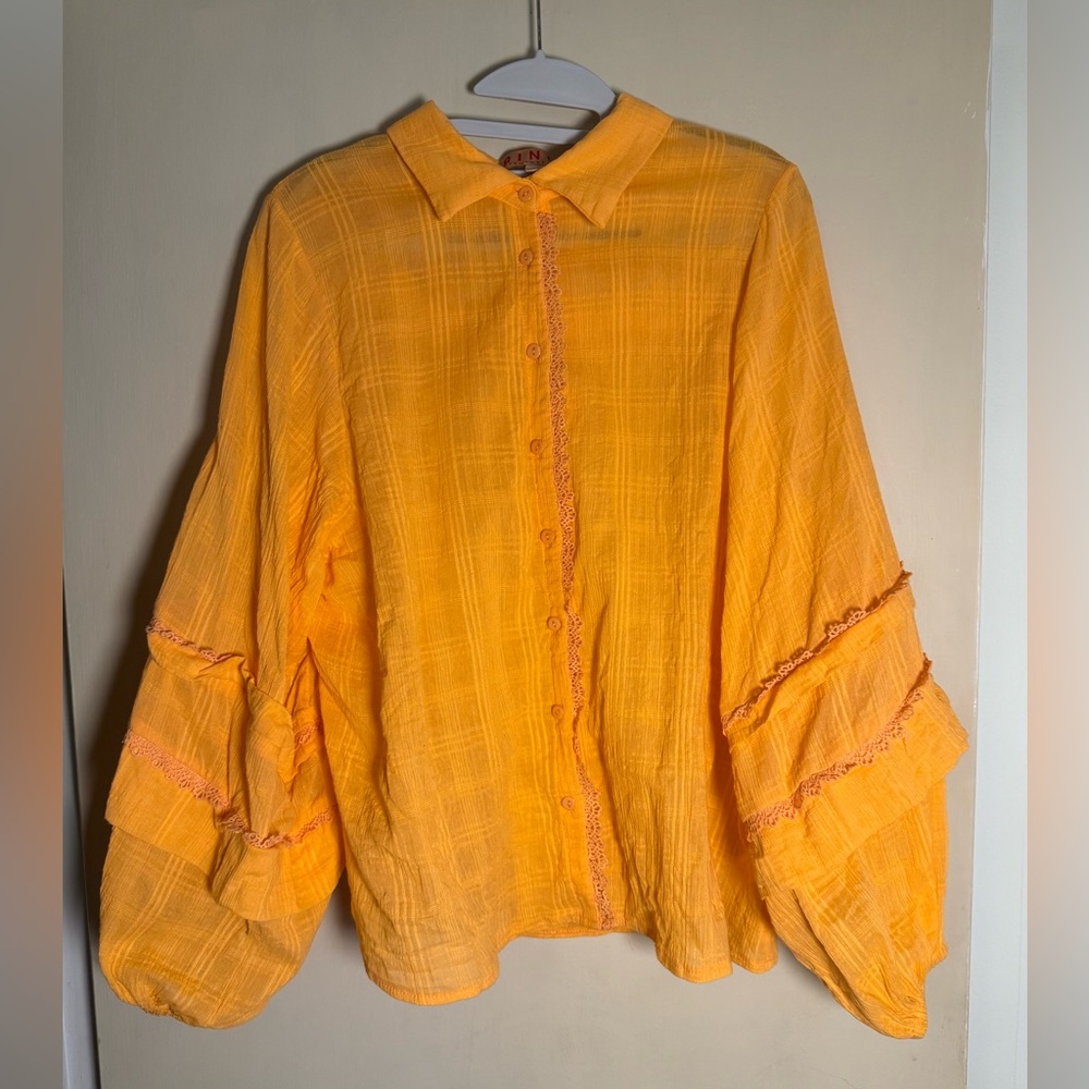 Rino & Pelle woman’s balloon sleeve blouse orange color size woman’s 40